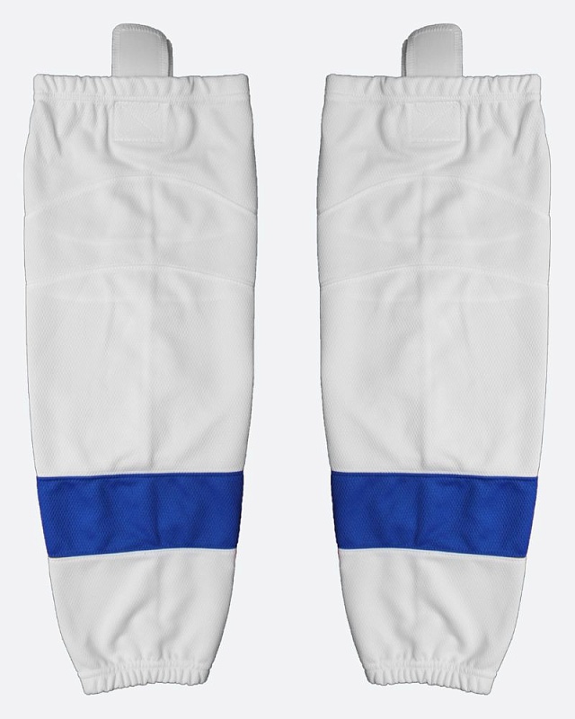 Гамаши HOCKEY STYLE белые c полосой син. SR 