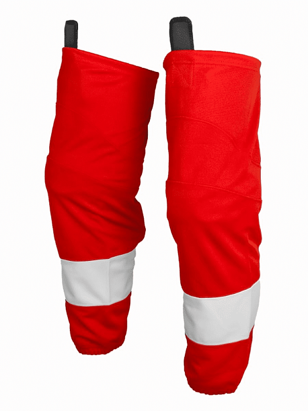 Гамаши HOCKEY STYLE красные c полосой бел. JR 